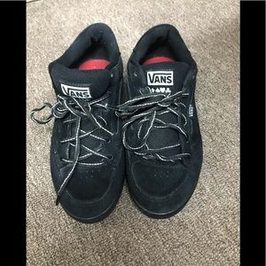 VANS Black Suede Leather Lace Up Sneaker Shoes